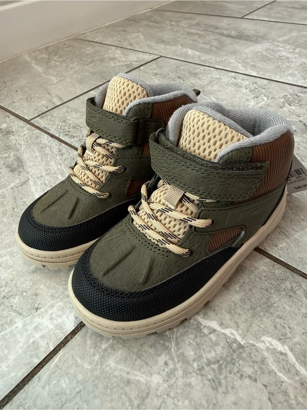 Carter’s Ilker Toddler Kids Ankle Boots Olive Black Multi Size 11 NWT